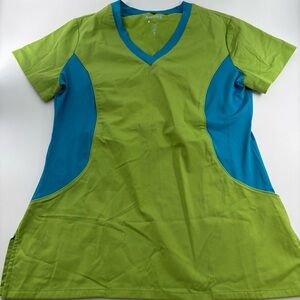 White Cross Green Scrub Top Small